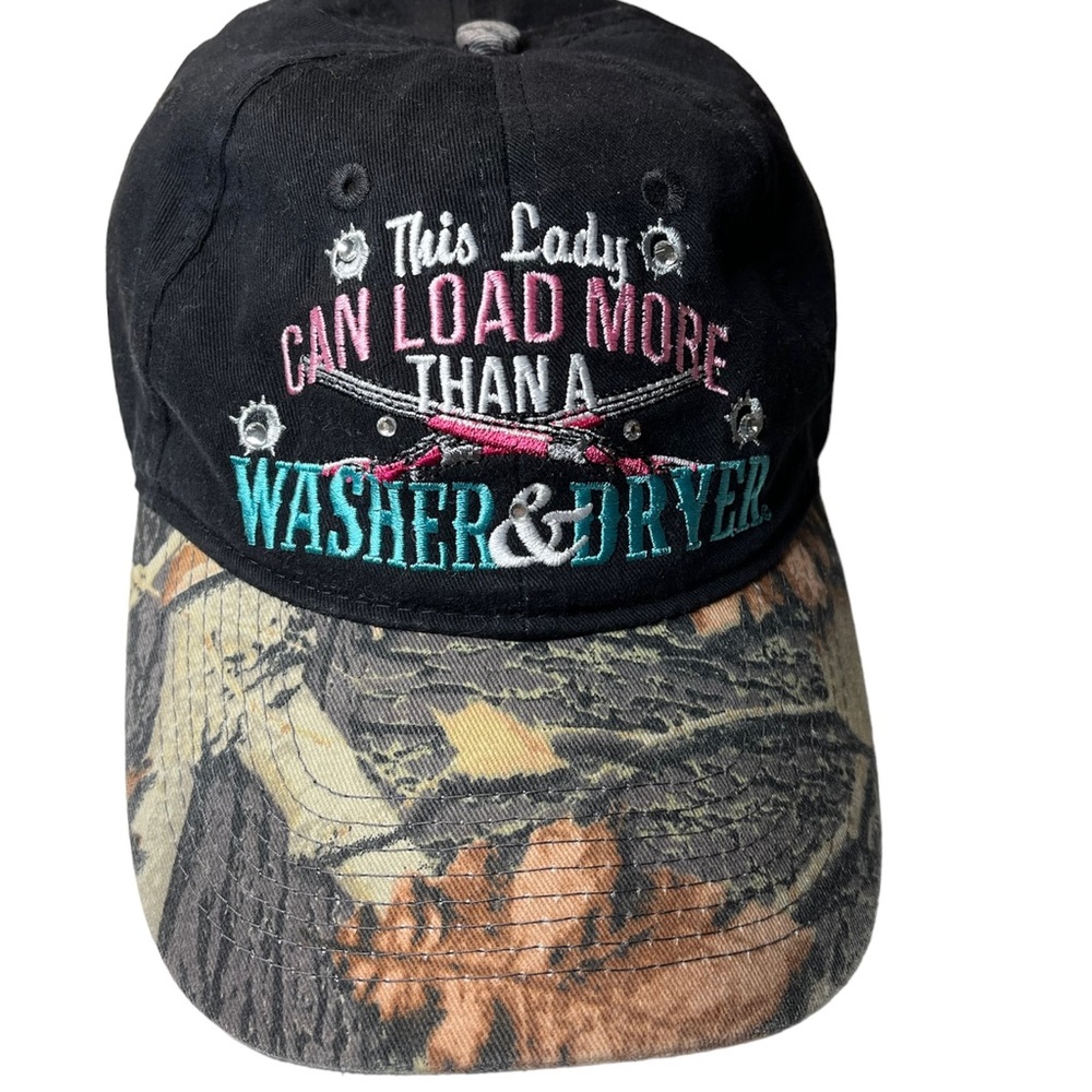 This Lady Can Load More Than A Washer and Dryer baseball cap black & camouflage